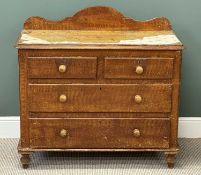 VINTAGE SCUMBLED PINE CHEST OF DRAWERS, with rail back, 101 (h) x 107 (w) x 50cms (d) Provenance: