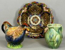 NORITAKE DRAGON DECORATED DISH, together with a Staffordshire hen teapot, etc. Provenance: