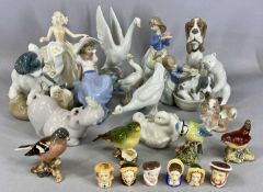 ASSORTED FIGURINES, including Nao, Royal Doulton, Beswick birds, and six Francesco boxed art china