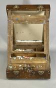 VINTAGE MAHOGANY ARTIST'S PORTABLE STUDIO EASEL, with compartment for paint, leather carrying