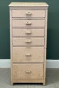 PAINTED TALL CHEST OF SIX DRAWERS, 121 (h) x 55 (w) x 45cms (d) Provenance: deceased estate Conwy
