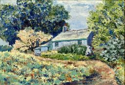 IRIS O. ROBERTS (British, 20th century) oil on board - entitled verso 'Tyn y Gorogynt', signed lower