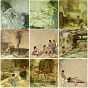 SIR WILLIAM RUSSELL FLINT (1880-1969) nine various colour prints - various sizes, 57 x 44.5cms the