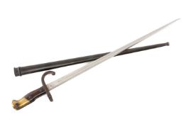 MILITARY CLUB HOUSE: FRENCH M.1874 GRAS BAYONET, blade spine engraved manufacturer mark 'Mre d'Armes