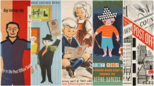 ADVERTISING CLUB HOUSE: FIVE LATE 1950'S POST OFFICE SAVINGS BANK POSTERS, designers including H.