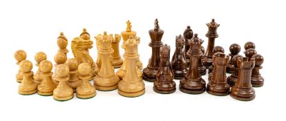 CHESS CLUB HOUSE: STAUNTON PATTERN WEIGHTED CHESS SET, felt bottom, King 10cms (h), Pawns 5cms (