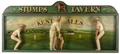 CRICKET CLUB HOUSE: STUMPS TAVERN CRICKETING DIORAMA FOR KENT ALES, featuring players at the crease,