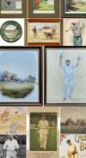 CRICKET CLUB HOUSE: ARTWORK COLLECTION including, TWO CRICKET THEMED OILS ON CANVAS, Peter Deighan -