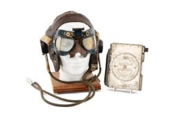MILITARY CLUB HOUSE: WWII RAF 'C' TYPE LEATHER FLYING HELMET, Air Ministry broad arrow stamp and