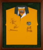 THE RUGBY CLUB HOUSE: SIGNED AUSTRALIA WORLD CUP WINNERS RUGBY JERSEY, inner label Cotton Traders