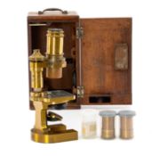SCIENCE CLUB HOUSE: CARL ZEISS LACQUERED BRASS MICROSCOPE, no. 7137, with Watson 1