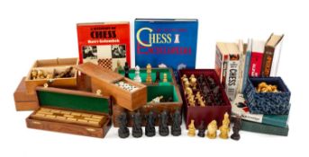 CHESS CLUB HOUSE: ASSORTED CHESS SETS & TABLE GAMES, including four chess sets with resin pieces