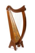 MUSIC CLUB HOUSE: WALTONS OF DUBLIN BRIAN BORU HARP, no. 656, 28 string dwarf harp modelled after