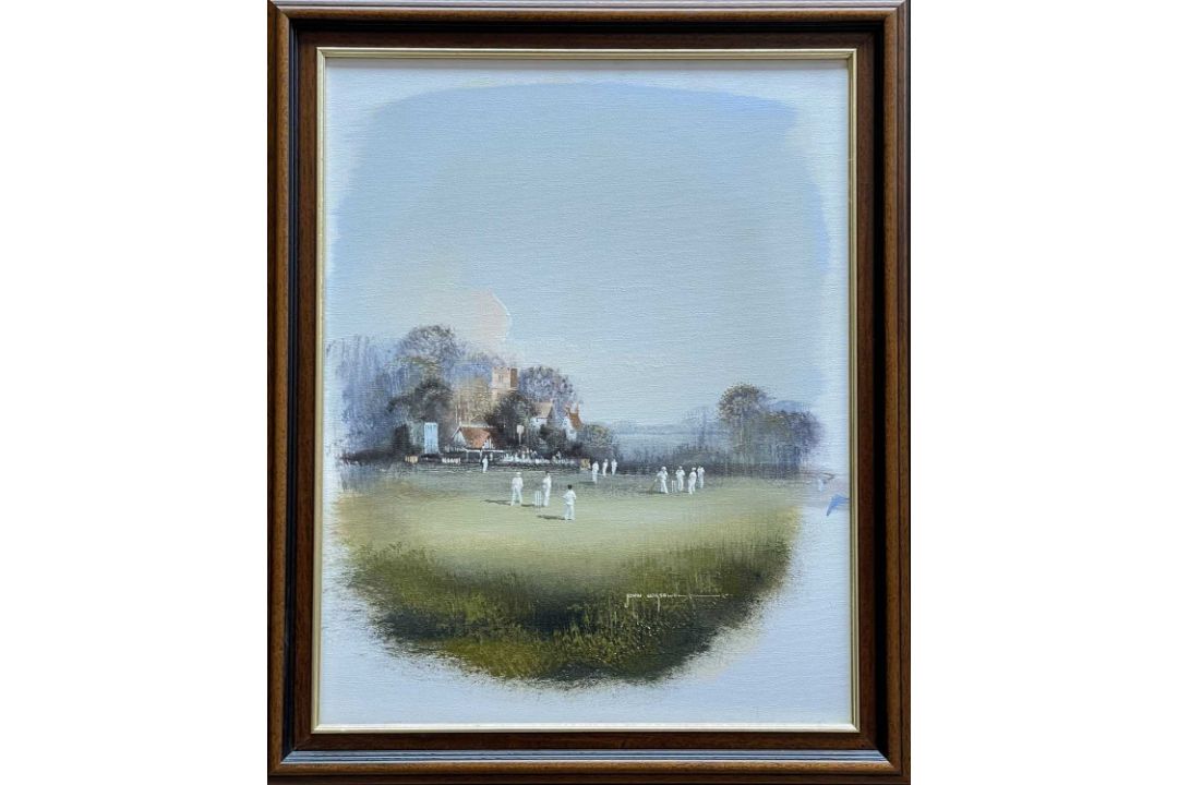 CRICKET CLUB HOUSE: ARTWORK COLLECTION including, TWO CRICKET THEMED OILS ON CANVAS, Peter Deighan - - Image 2 of 14