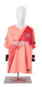 FOOTBALL CLUB HOUSE: SIGNED LIONEL MESSI BARCELONA SHIRT, Nike Dri-FIT shirt for La Liga, size L,