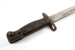 MILITARY CLUB HOUSE: WWI P.1907 BAYONET, by Wilkinson, dated 1917, two-piece wood grips, steel