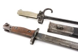 MILITARY CLUB HOUSE: P.1886 FRENCH BAYONET LEBEL , nickel silver hilt, hooked steel quillon