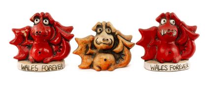 RUGBY UNION CLUB HOUSE: JOHN HUGHES GROGGS Welsh dragons, two inscribed 'Wales Forever' (hollow),