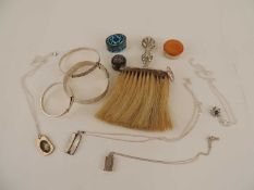 SELECTION OF SILVER including a late Victorian silver mounted hat brush, three sterling silver