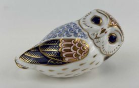 ROYAL CROWN DERBY LARGE OWL PAPERWEIGHT, with silver stopper, 7cms (h) Provenance: private