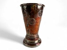 GEORGE III OLD SHEFFIELD PLATE GAMBLING TANKARD, of circular tapered form, hammered and inset with