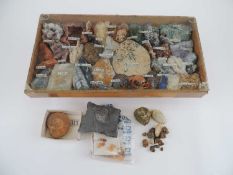 SMALL COLLECTION OF ASSORTED GEOLOGICAL SAMPLES including some fossils, loose myrrh, iron pyrites