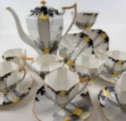 SHELLEY 'SUNRISE & TALL TREES' PATTERN QUEEN ANNE TEA SERVICE, registered no. 723404, including