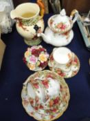 ROYAL ALBERT OLD COUNTRY ROSES PART TEA SERVICE, Crown Devon Fieldings John Peel MUSICAL JUG, and