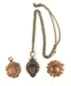 TWO 9CT ROSE GOLD FOBS, early 19th Century, 8.4g, also a SILVER AND GOLD FOB, and a WHITE METAL