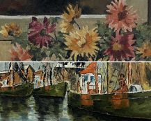 OLIVE STEVENS oil on board - impressionistic still life, signed lower right, 44 x 51cms; and UNKNOWN