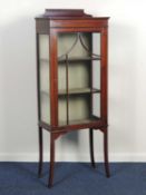EDWARDIAN MAHOGANY & LINE INLAID DISPLAY CABINET, 158 (h) x 59 (w) x 33cms (d) Provenance: private
