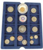 SMALL SELECTION OF BRITISH PRE 1947 COINS including modern commemoratives and some foreign.