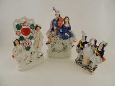 VICTORIAN STAFFORDSHIRE FIGURAL POCKET WATCH HOLDER, 31cm (h), also a VICTORIAN STAFFORDSHIRE