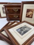 OAK TABLETOP CHEST OF TWO DRAWERS with brass drop handles and pierced backplates, 33cms (w), and