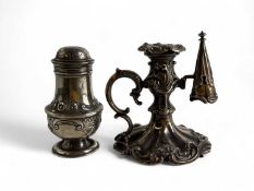 VICTORIAN SILVER CHAMBER STICK in Rococo revival style, Henry Wilkinson & Co., Sheffield 1843,