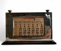 GEORGE V SILVER MOUNTED WOODEN DESK CALENDAR, hallmarked Birmingham 1931, complete with original