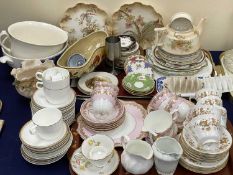 ASSORTED CHINA & CERAMICS, including Gladstone pink and gilt decorated tea service, Colclough floral