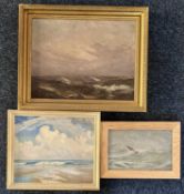 THREE WORKS BY WILLIAM CADWALADER: CHOPPY SEAS CRICCIETH, signed oil on canvas, inscribed verso,