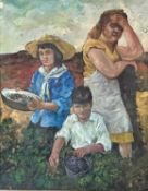DAVID VENABLES oil on board - blackberry harvesters, signed, 35cm x 27cm, also a small number of