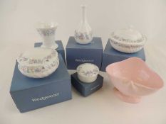WEDGWOOD ANGELA PATTERN CHINA including lidded jars and small vases, also a WEDGWOOD ALPINE PINK