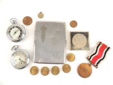 INGERSOL CHROME CASED POCKET WATCH, also another pocket watch, 1950s cigarette case, Constabulary