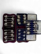 COMPOSITE SET OF TWELVE TEASPOONS, comprising six fully engraved silver teaspoons with matching