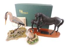 TEVIOTDALE LIMITED EDITION GREY HERON FIGURE, numbered 178/500, with box, also a smaller GREAT