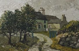 MANNER OF ARTHUR PRITCHARD (Welsh 1927-1993) oil on board - Welsh farmhouse, unsigned, 39 x 60cms