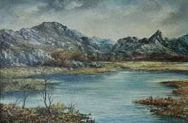 GWYNETH TOMOS oil on canvas, a pair - 'Y Cnicht from Portmadog' and 'View from above Pren Teg',