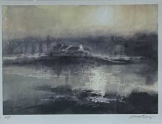 WILLIAM SELWYN, (b. 1933) artist's proof print - 'Ynys Gorad Goch with Menai Suspension Bridge in