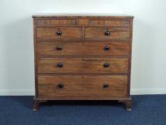 EARLY VICTORIAN MAHOGANY CHEST OF DRAWERS, c. 1840-60, having two secret frieze drawers, 121 (h) x
