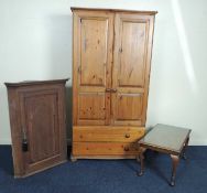 FURNITURE PARCEL, comprising 19th century oak flat front corner cupboard, moulded cornice over cross