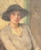 BRITISH SCHOOL oil on canvas - early 20th Century, well executed half length portrait of a seated