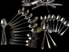 ASSORTED 20TH CENTURY SILVER FLATWARE with various hallmarks/makers, including rat-tail serving